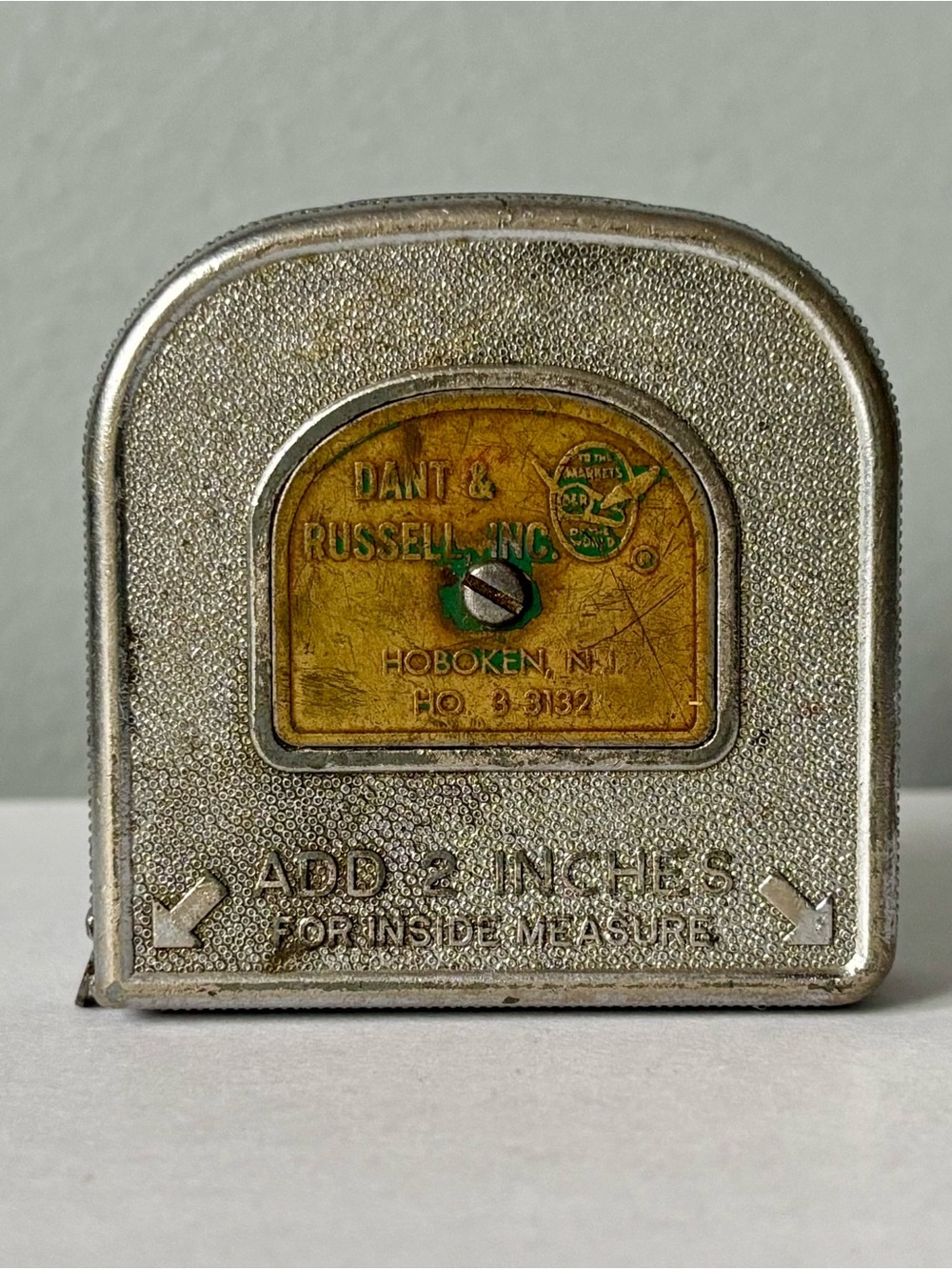 Vintage Dant & Russel Inc Hoboken NJ Metal Pocket Tape Measure made USA